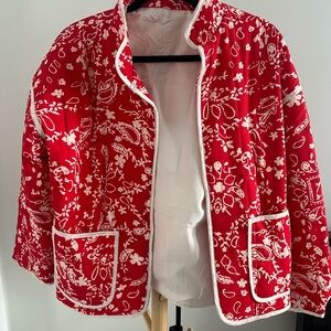 Patchwork/quilt-like Red Women's Jacket